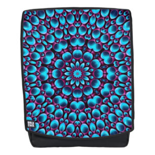 Sac À Dos Kaléidoscope bleu vintage de fractale de tuyaux