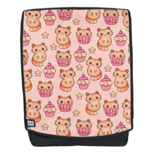 Sac À Dos Kawaii Cute Cats and Cupcakes Motif rose