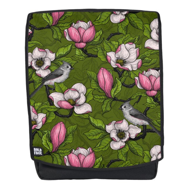 Sac À Dos Magnolia en floraison et oiseau de tireur 2 (Devant)
