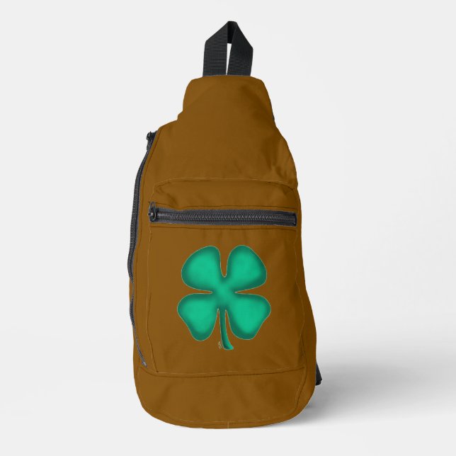 Sac à dos marron Trèfle irlandais Lucky 4 Leaf (Recto)