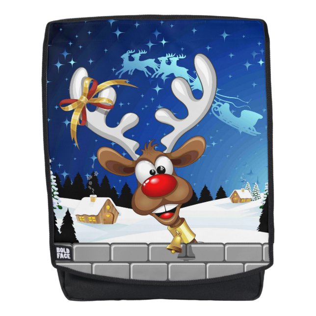 Sac À Dos Mème de Noël drôle de renne qui regarde par-dessus (Devant)