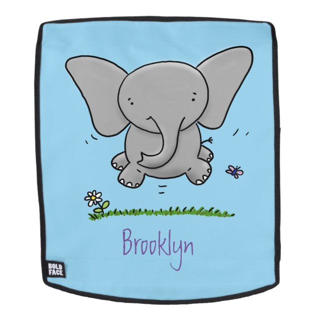 Sac À Dos Mignon bébé éléphant adorable illustration de dess (Devant amovible)