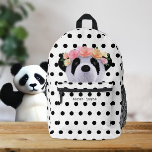 Sac à dos mignon Panda Bear noir et blanc Polka