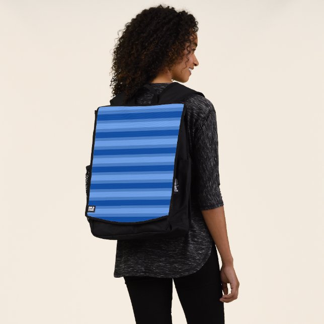 Sac À Dos Moderne simple bande à deux tons bleu géométrique  (Porté)