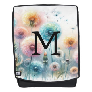 Sac À Dos Monogramme aquarelle florale pissenlits roses bleu