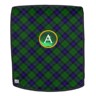 SAC À DOS MONOGRAMME BLEUE VERT ÉCOSSAIS TARTAN ET PIERRE GE