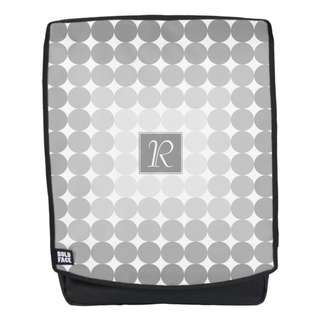 Sac À Dos Monogramme Cercles Gris Moderne (Devant)