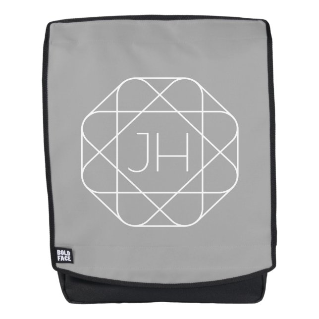 Sac À Dos Monogramme cool, style de logo branché Vibe | Gris (Devant)