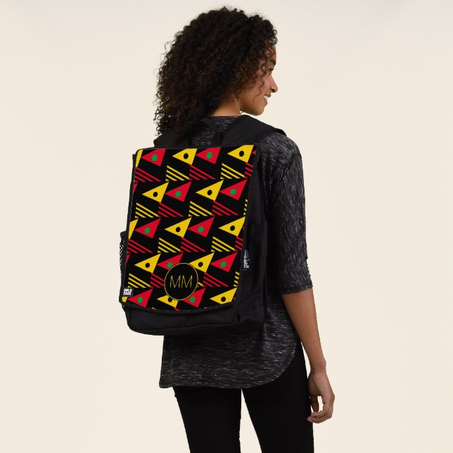 Sac À Dos Monogramme de triangles géométriques élégant (Porté)