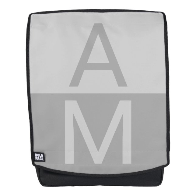 Sac À Dos Monogramme d'initiales modernes gris clair et gris (Devant)