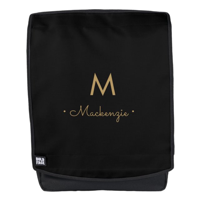 Sac À Dos Monogramme élégant moderne or script (Devant)
