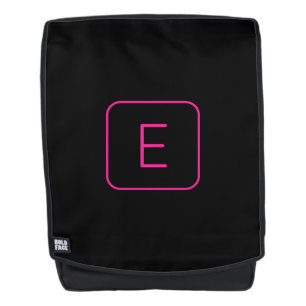 Sac À Dos Monogramme Initial De Style Moderne Rose Et Noir