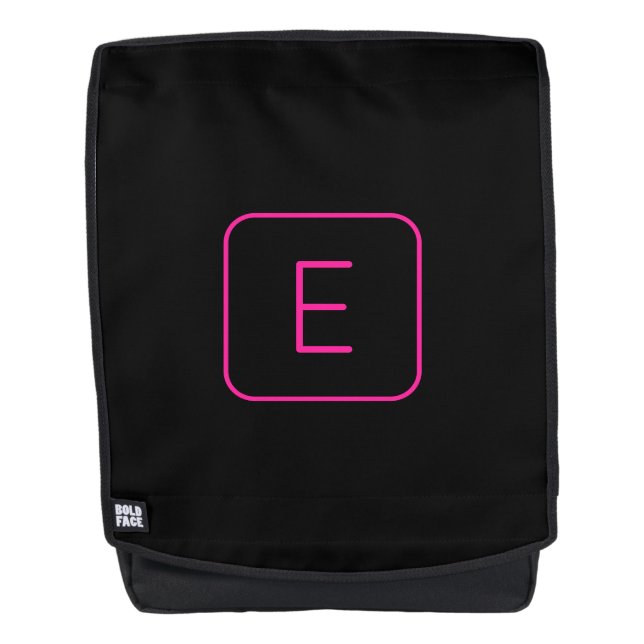 Sac À Dos Monogramme Initial De Style Moderne | Rose Et Noir (Devant)