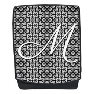 Sac À Dos Monogramme initial géométrique noir et blanc
