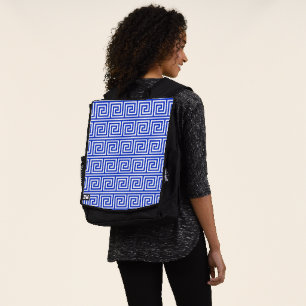Sac À Dos Motif Carrés Clé Méandre Grec Bleu
