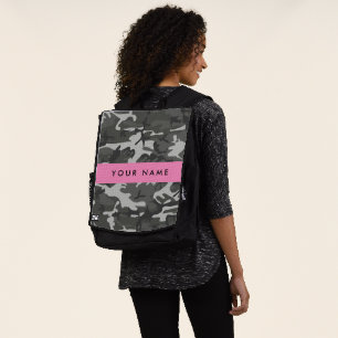 Sac À Dos Motif de camouflage gris, Votre nom, Personnaliser