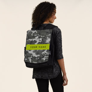 Sac À Dos Motif de camouflage gris, Votre nom, Personnaliser