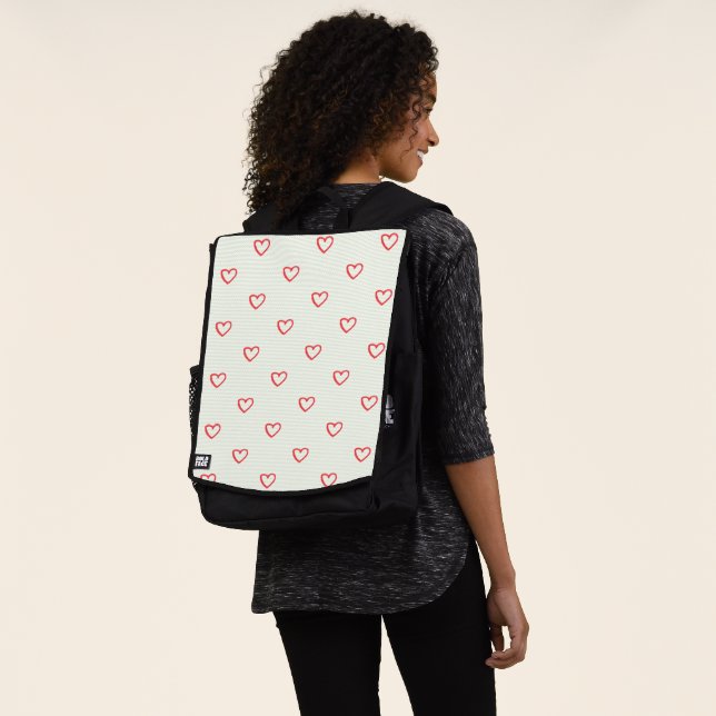 Sac À Dos Motif de cœurs rouges, Mignon, Amour (Porté)