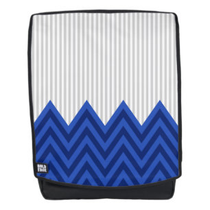 Sac À Dos Motif gris moderne de rayures de Chevron de bleu