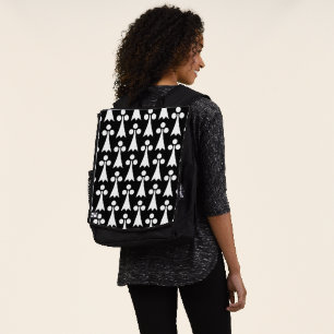 Sac À Dos Motif Hermine, Motif Médiéval, Blanc sur Noir