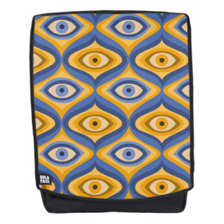 Sac À Dos Motif oculaire psychédélique indigo bleu jaune