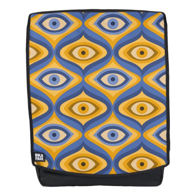 Sac À Dos Motif oculaire psychédélique indigo bleu jaune (Devant)