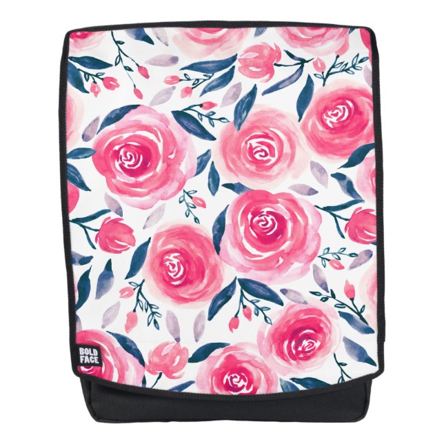 Sac À Dos Motif Rose d'aquarelle rose (Devant)