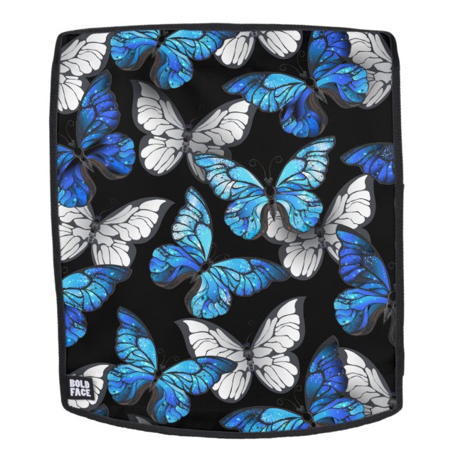Sac À Dos Motif sans couture foncé avec papillons bleus Morp (Devant amovible)