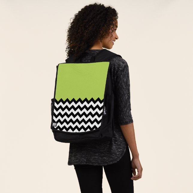 Sac À Dos Motif Zigzag noir et blanc, Chevron, Vert (Porté)