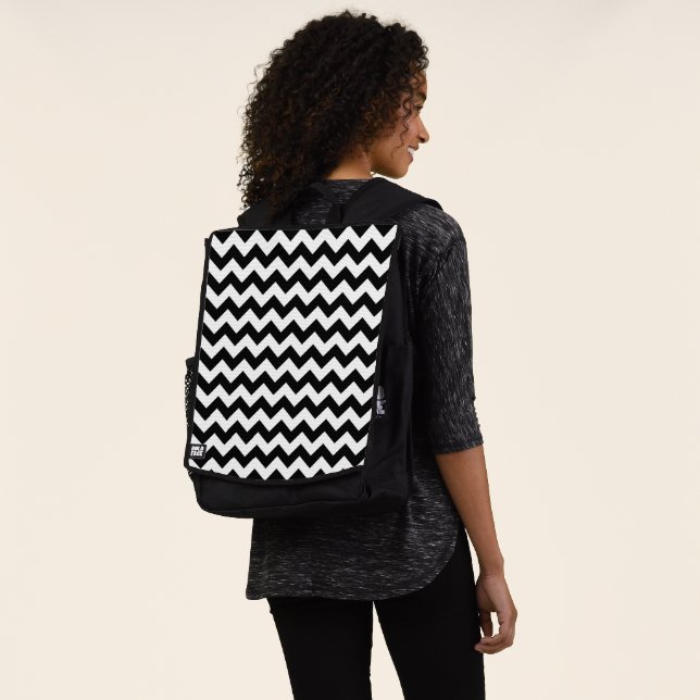 Sac À Dos Motif Zigzag noir et blanc, Motif Chevron (Porté)