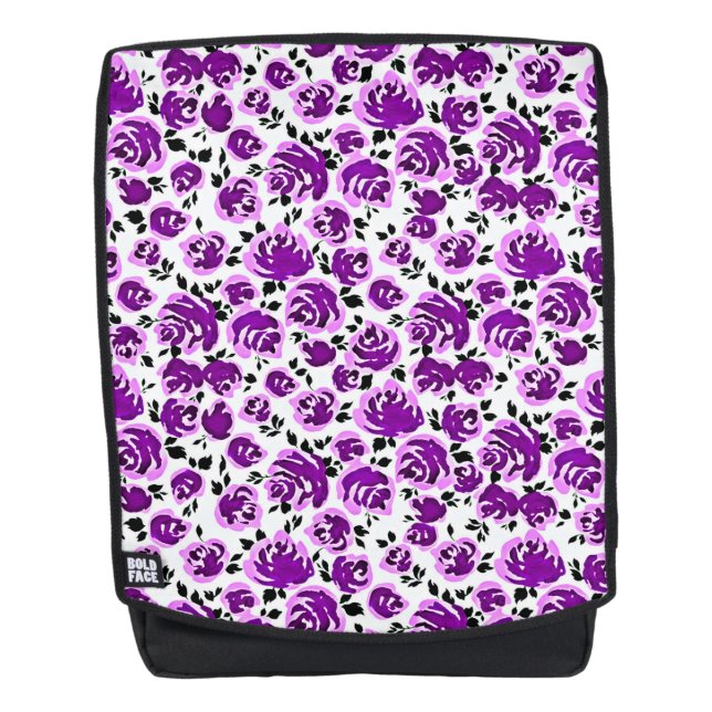 Sac À Dos Motifs de roses violettes blanches mignonnes (Devant)