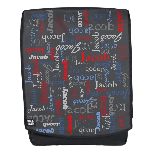 Sac À Dos Nom de texte personnalisé nom typographique Jacob (Devant)