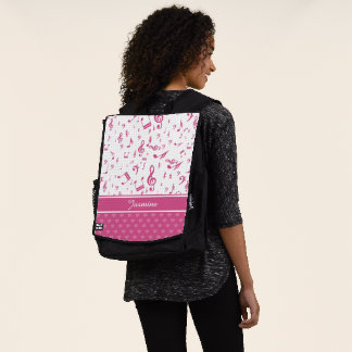 Sac À Dos Notes musicales personnalisées et Coeurs Motif ros