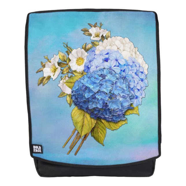 Sac À Dos Nuances d'aquarelle bleue Hydrangeas (Devant)