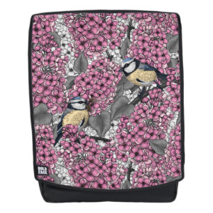 Sac À Dos Oiseaux dans le jardin lilas rose