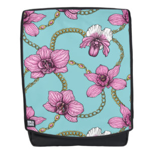 Sac À Dos Orchidées et chaînes, roses et bleues