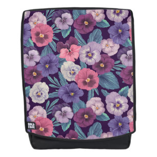 Sac À Dos Pansies colorées sur violet profond