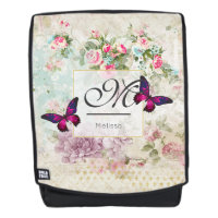 Papillon rose et chabby Vintage Rose Monogramme