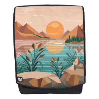 Sac À Dos Paysage de coucher de soleil au lac de montagne pa