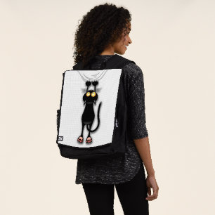 Sac À Dos Personnage de chat drôle grattant le tissu