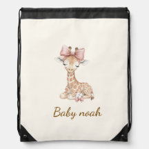 Sac à dos personnalisé avec girafe mignon à cordon