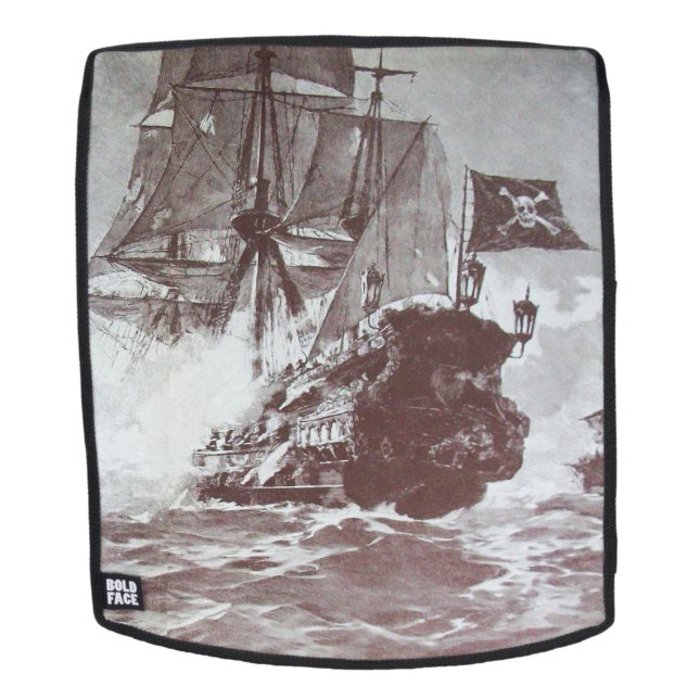 Sac À Dos PIRATE SHIP BATTLE Black White (Devant amovible)