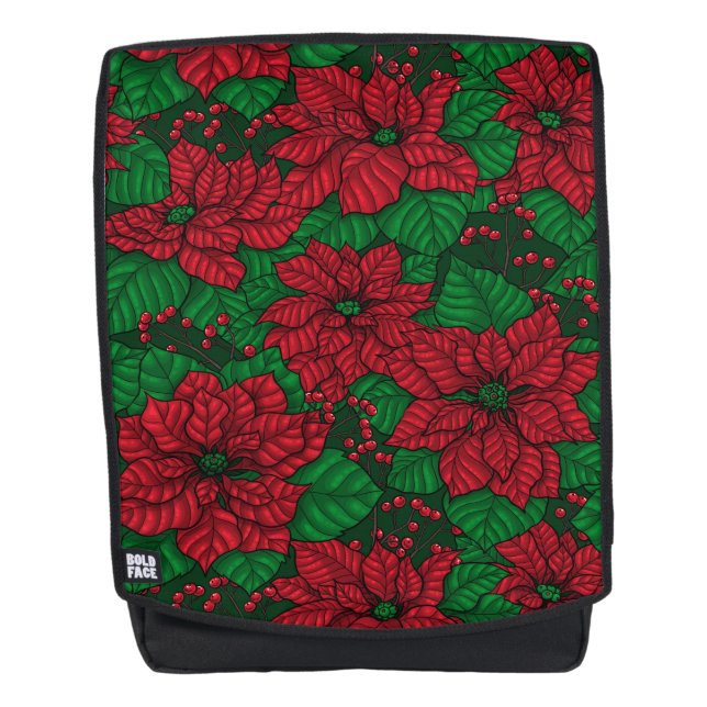 Sac À Dos Poinsettia, motif de Noël (Devant)