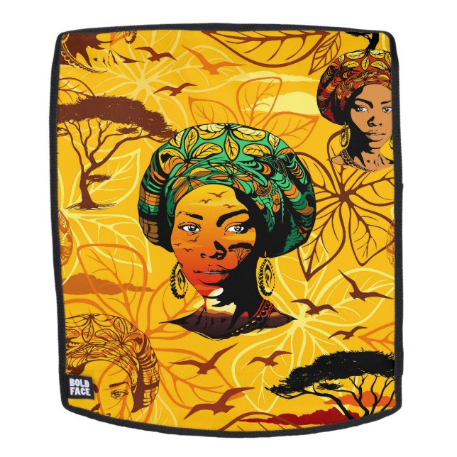 Sac À Dos Portrait féminin africain avec coucher de soleil (Devant amovible)