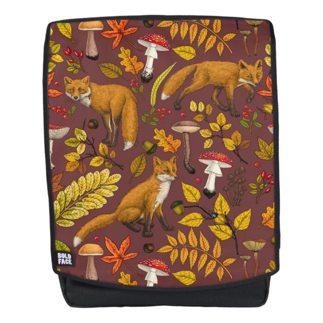 Sac À Dos Renards d'automne sur chocolat brun (Devant)