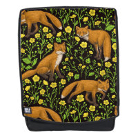 Renards et papillons sur le noir