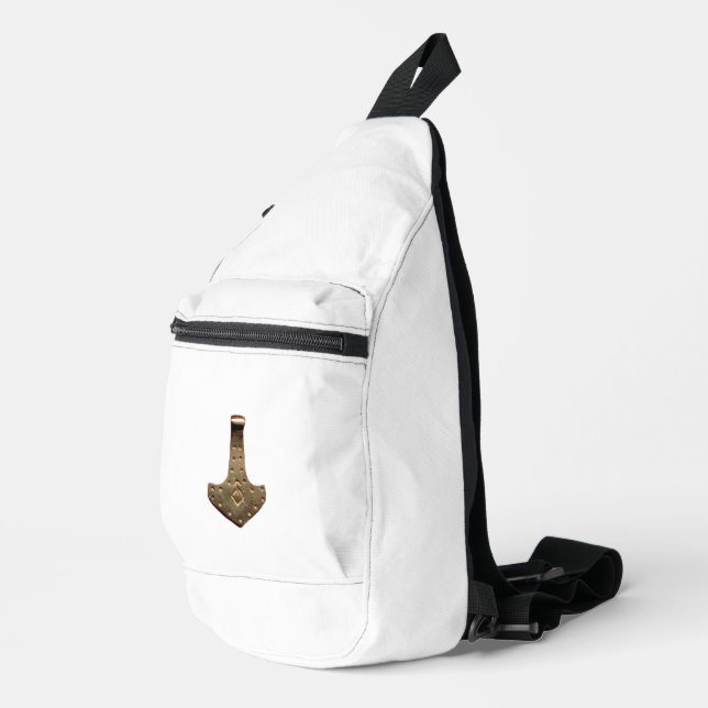 Sac à dos sac banane blanc Gold Thor Hammer (Coin droit)