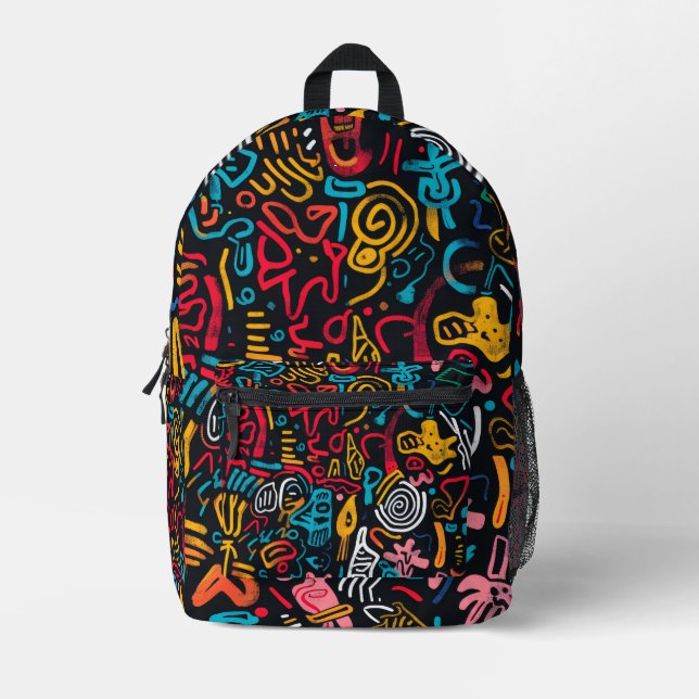 Sac à dos scolaire hippie tout imprimé (Recto)