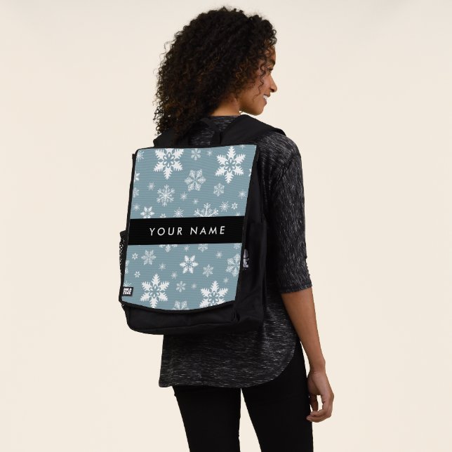 Sac À Dos Snowflakes blanc, Grey, Votre nom, Personnaliser (Porté)