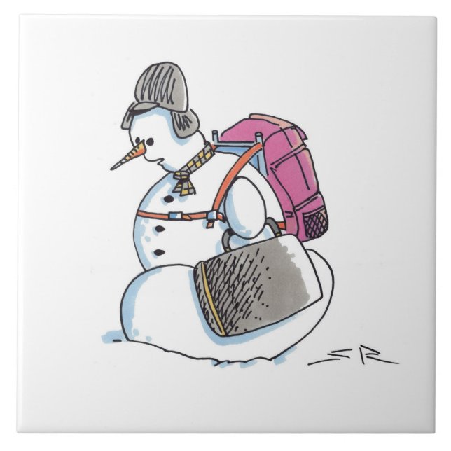 Sac à dos Snowman grande carreaux en céramique (Devant)